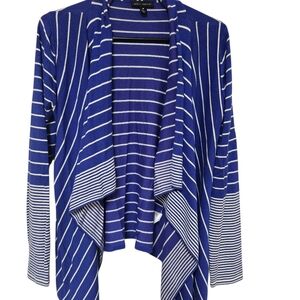 Willi Smith Royal Blue and White Striped Cardigan.